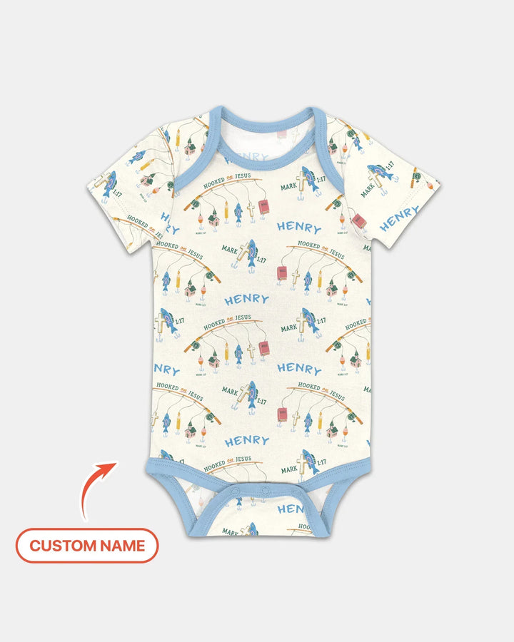 Hooked On Jesus Fishing Matching Bamboo Bodysuit
