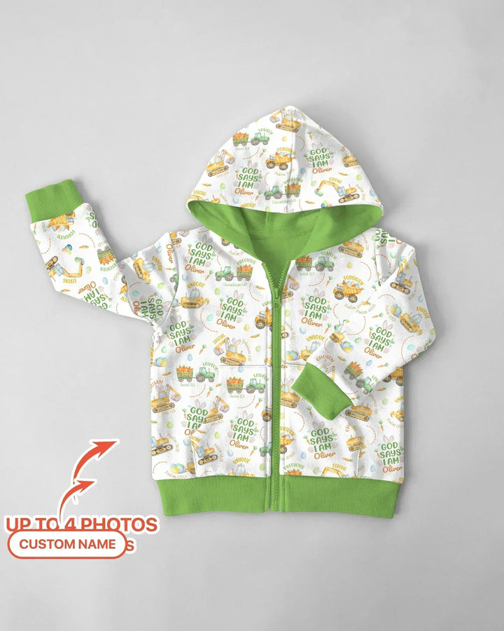 Happy Easter God Says I Am Custom Name Bamboo Zip Hoodie