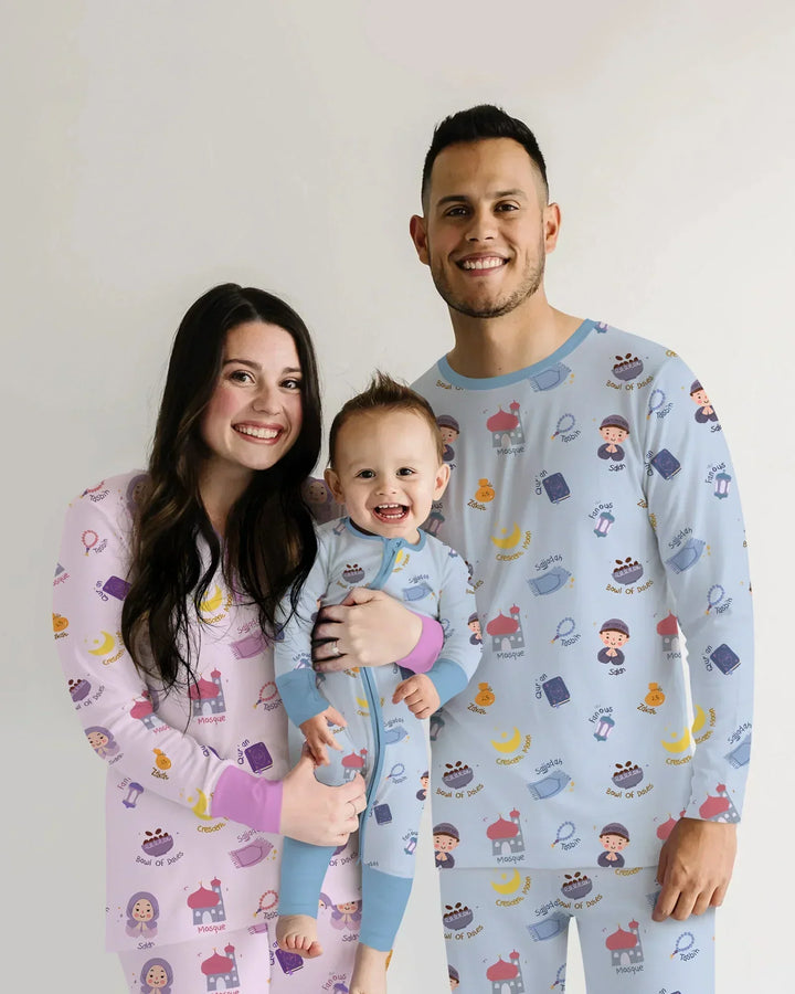 Cute Ramadhan Mubarak Bamboo Two Piece Short Sleeve Pajama Set