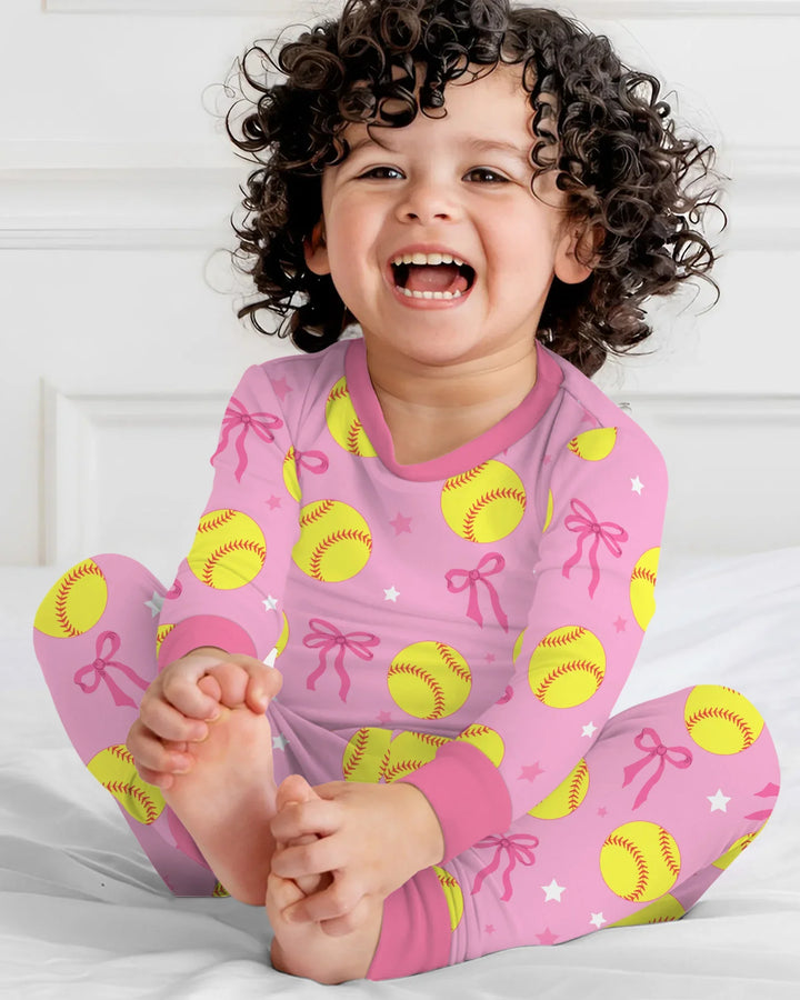 Softball Lovers Bamboo Two Piece Long Sleeve Pajama Set