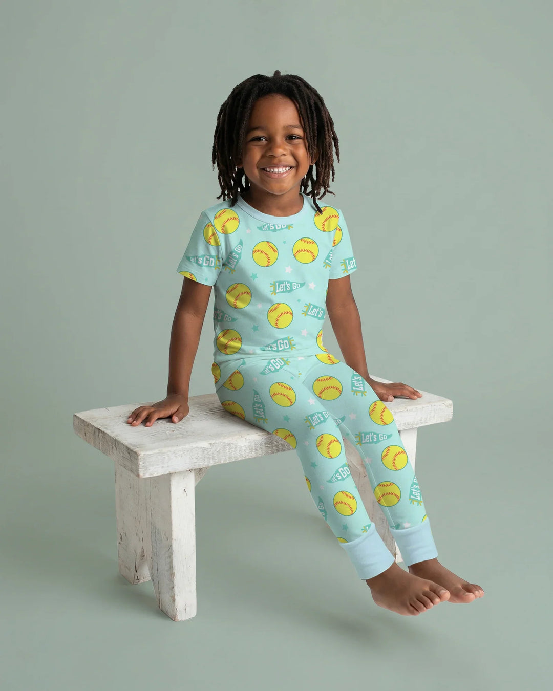 Softball Lovers Bamboo Two Piece Short Sleeve Pajama Set