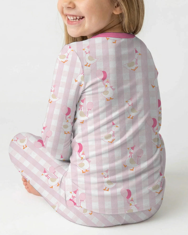 Custom Embroidered Birthday Boy/Girl Baby Bamboo Two Piece Long Sleeve Pajama Set