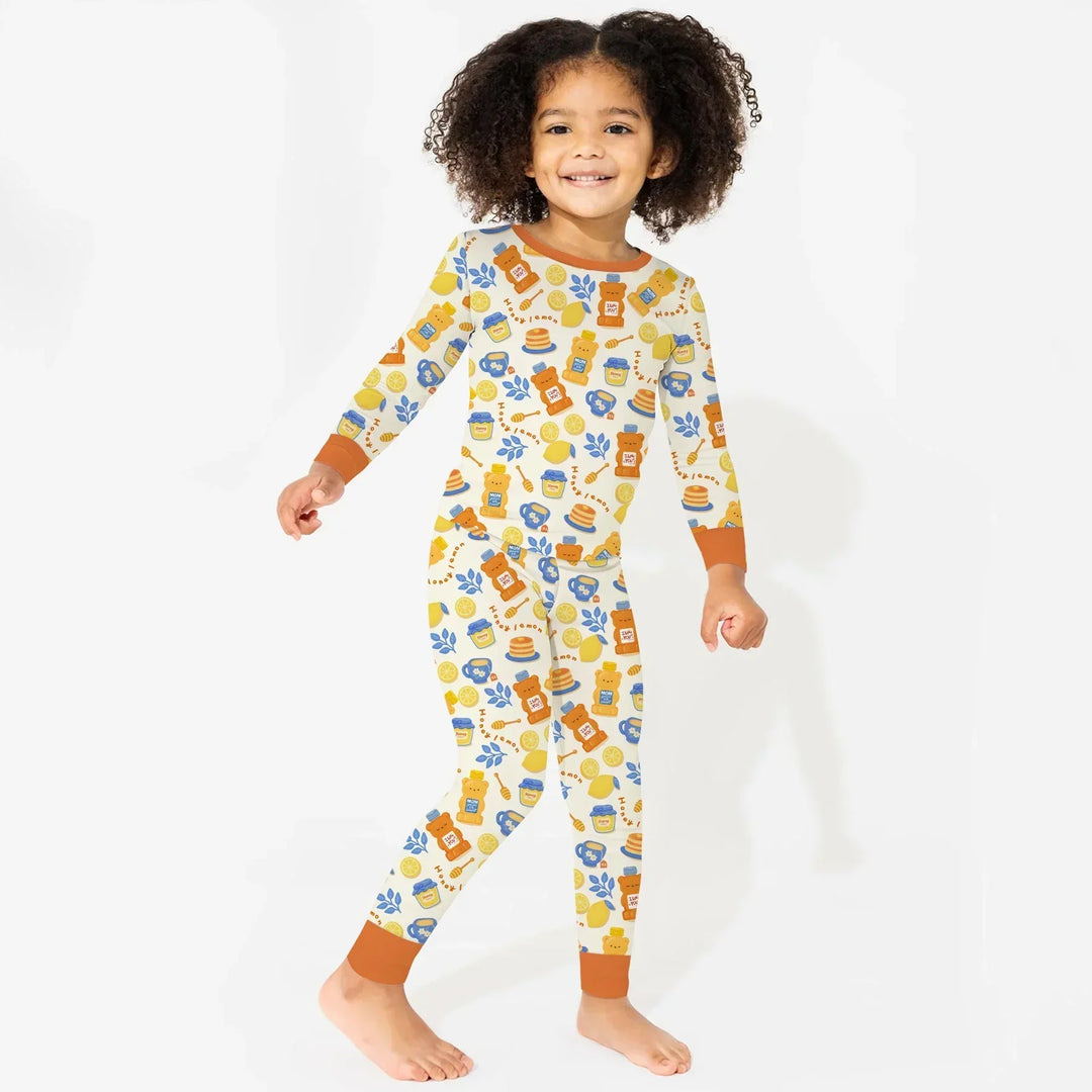 Honey Bear Bottle Bamboo Two Piece Long Sleeve Pajama Set