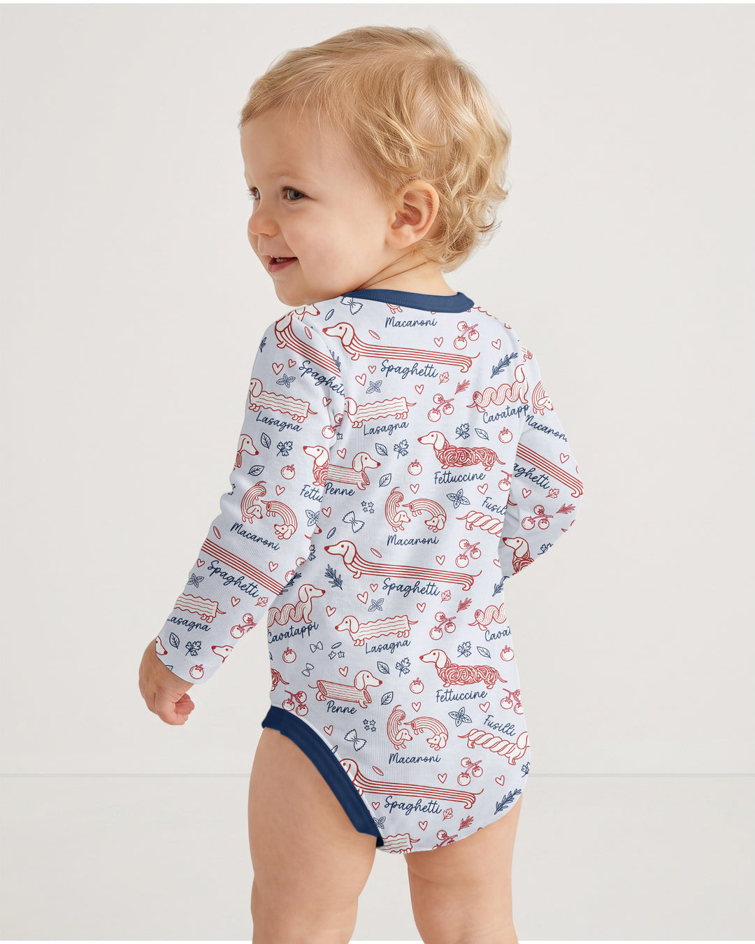Funny Dachshund Pasta Pups Bamboo Bodysuit