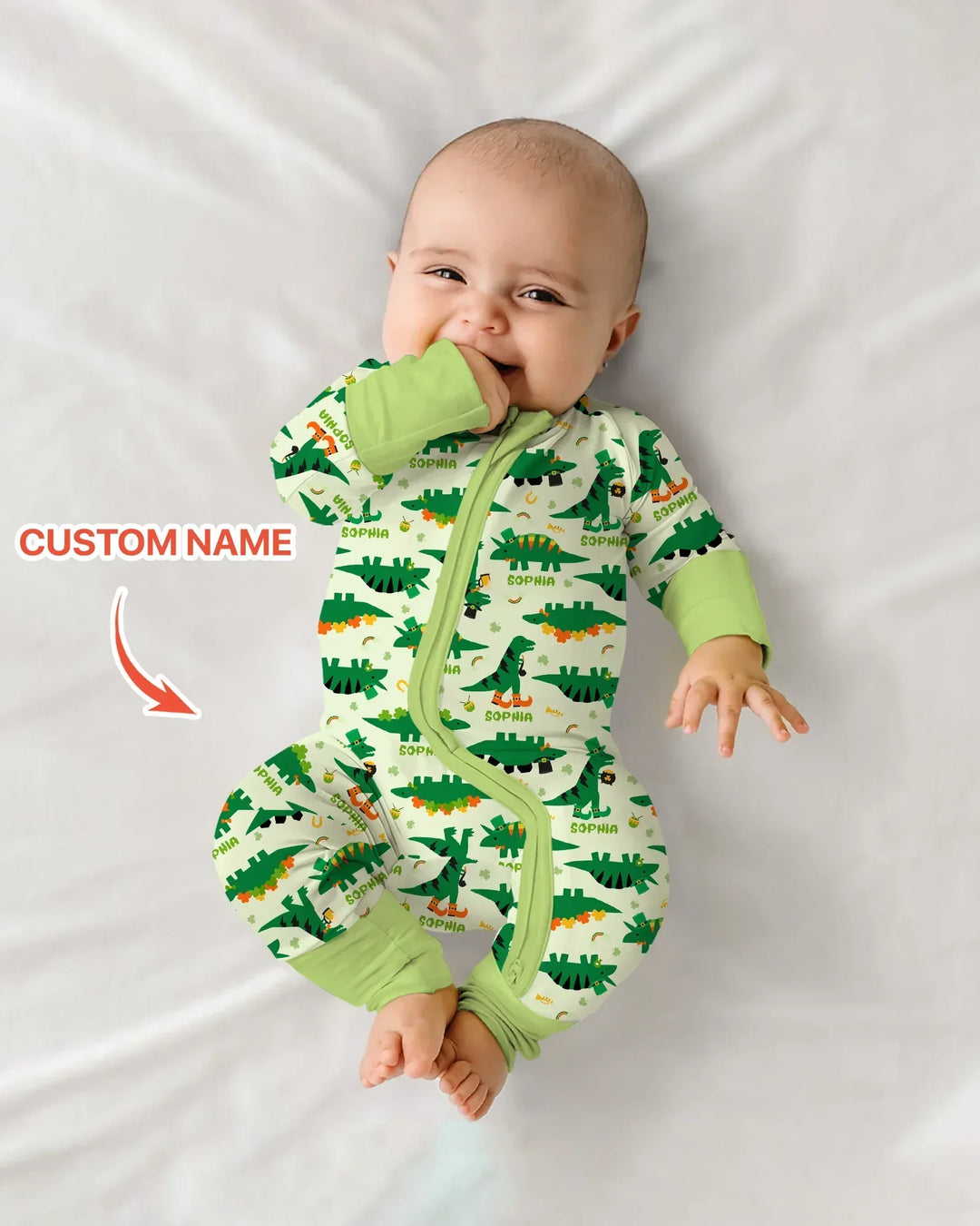 St. Patrick's Day Dinosaurs Custom Bamboo Convertible Zippy