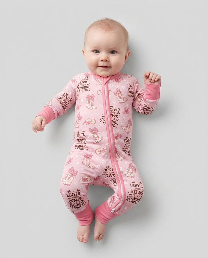 Western Cowgirl Boots And Bows Bamboo Convertible Zippy