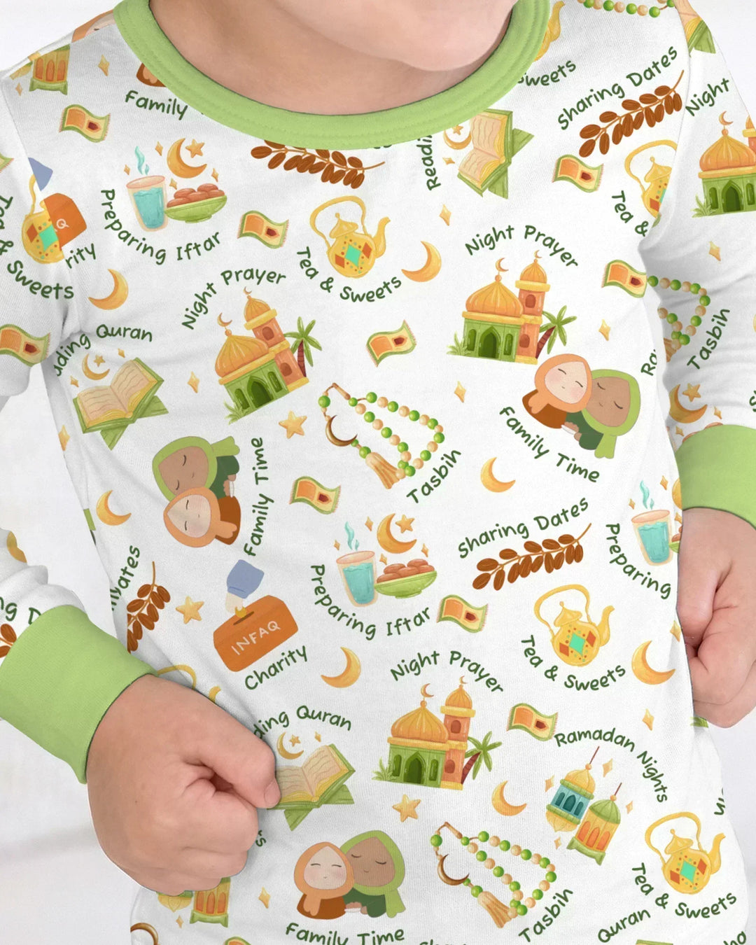 Ramadan Mubarak Matching Family Bamboo Two Piece Long Sleeve Pajama Set