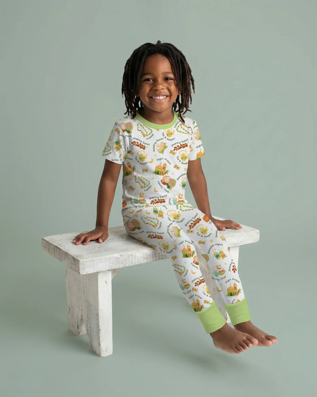 Ramadan Mubarak Matching Family Bamboo Two Piece Short Sleeve Pajama Set