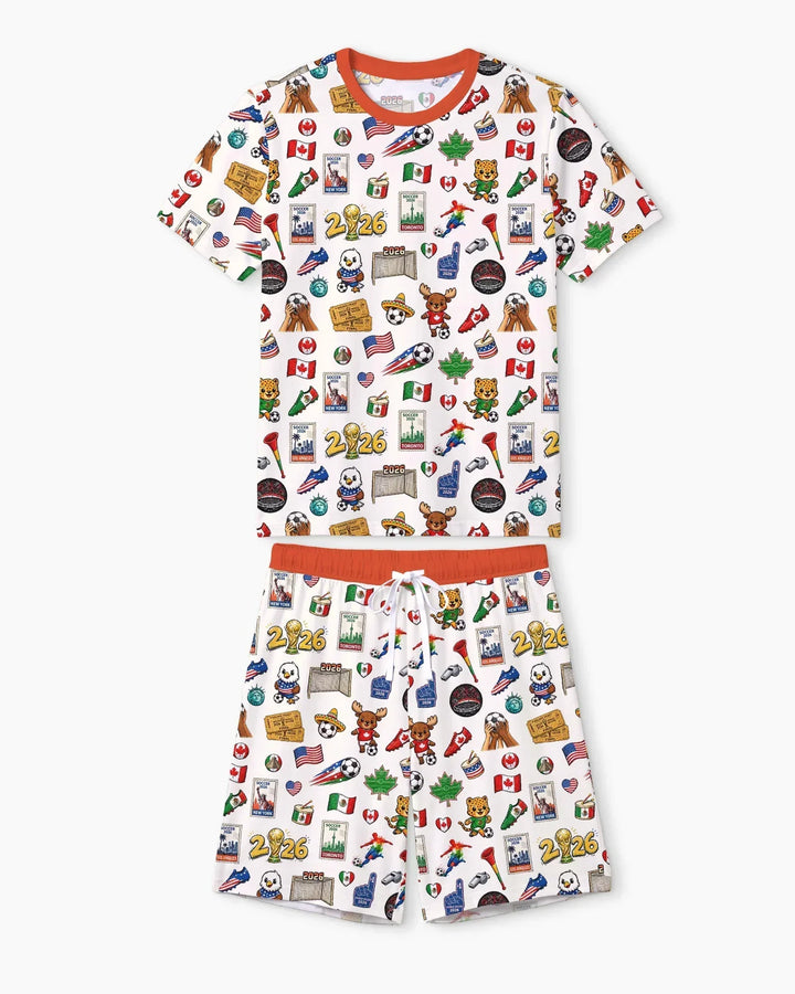 Soccer Cup 2026 Family Matching Bamboo Men Short Sleeve Short Pajama Set