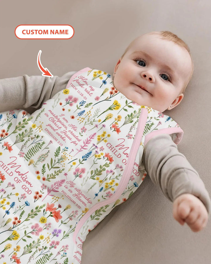 Custom Name Child of God Flower Garden Bamboo Sleep Bag