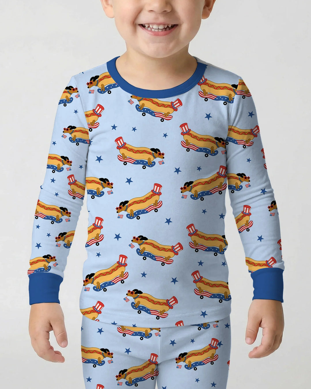 American Hot Dog Bamboo Two Piece Long Sleeve Pajama Set