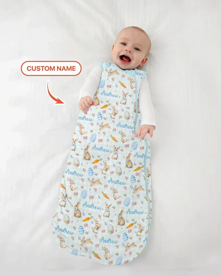 Custom Name Bunny Garden Bamboo Sleep Bag