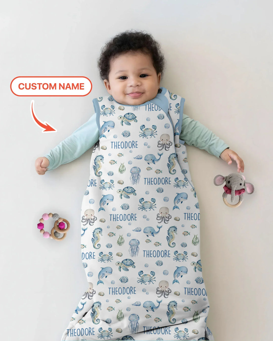 Custom Name Ocean Friends  Bamboo Sleep Bag