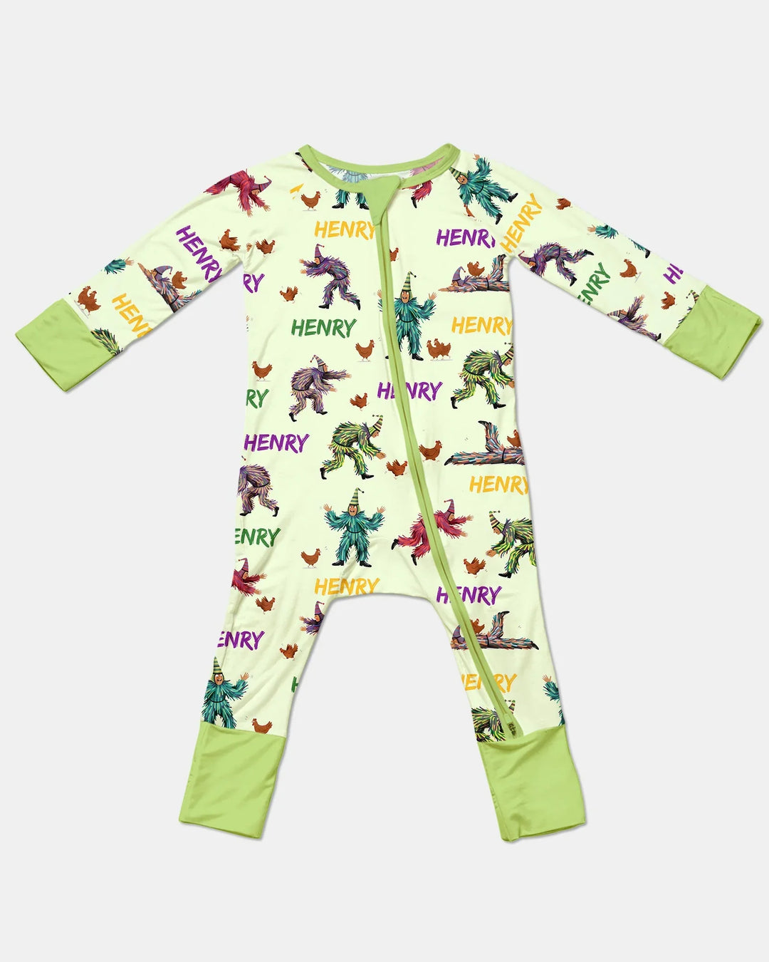 Custom Name Mardi Gras Chicken Chase Family Matching Bamboo Convertible Zippy