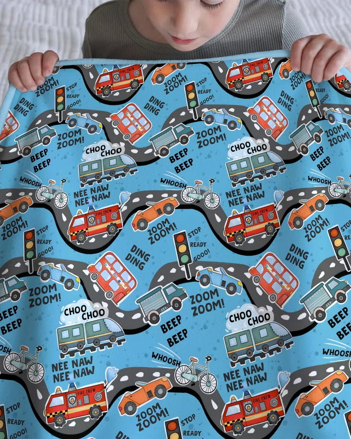 Zoom Zoom Beep Beep Bamboo Blanket