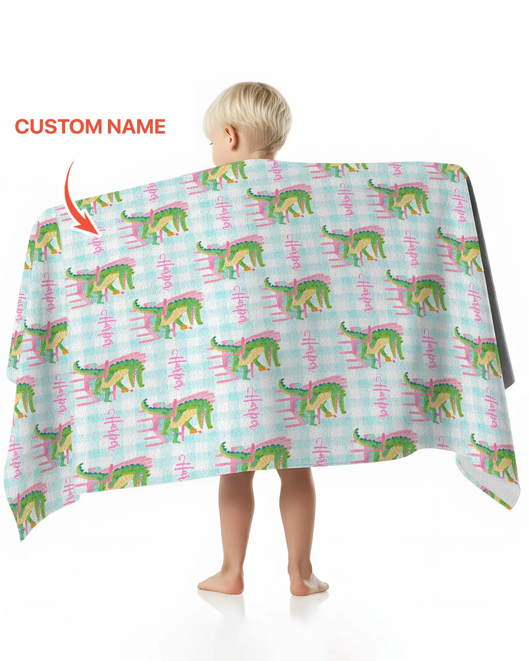Custom Name Preppy Later Gator Bamboo Beach Towel