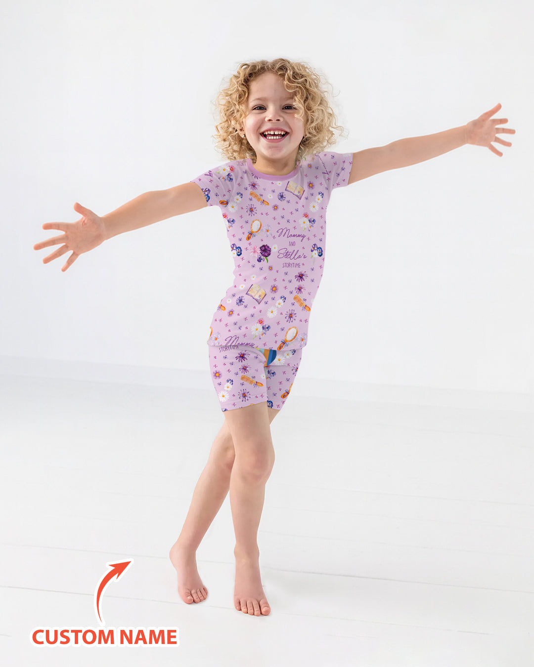 Mommy Daddy And Me Bedtime Story Family Matching Bamboo Two Piece Short Sleeve Shorts Pajama Set