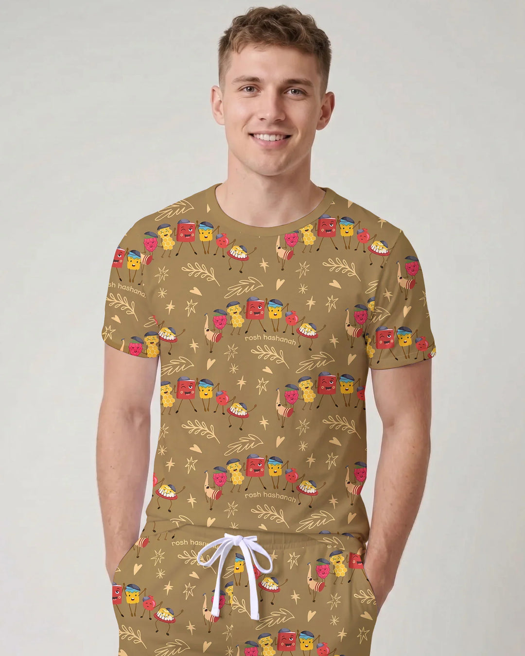 Let's Celebrate Rosh Hashanah Bamboo Men Short Sleeve Short Pajama Set