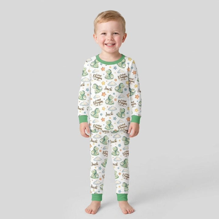 Custom Name Cutest Dragon Of All Bamboo Two Piece Long Sleeve Pajama Set