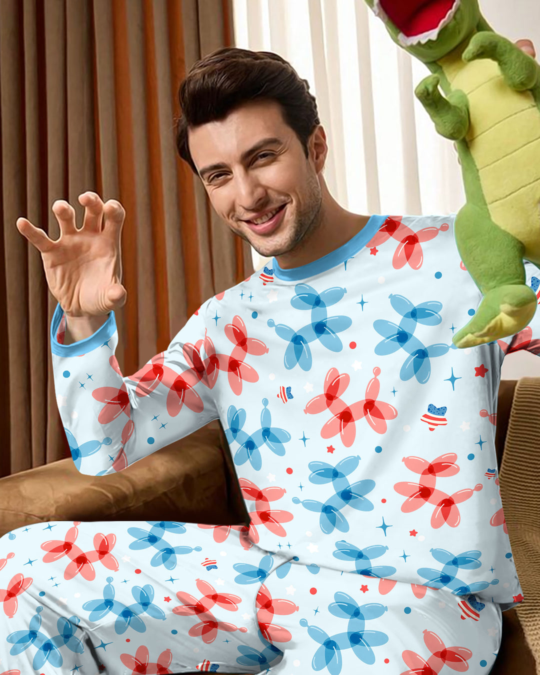 American Balloon Dog Party Bamboo Men's Pajama Set