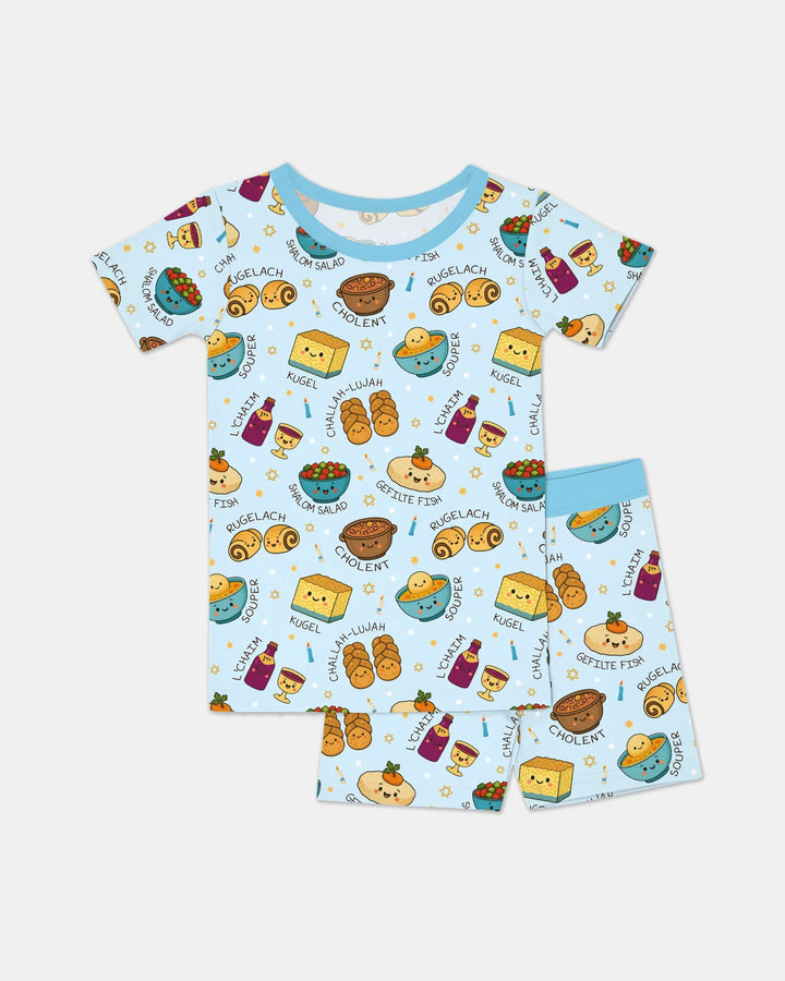 Shabbat Shalom Bamboo Two Piece Short Sleeve Shorts Pajama Set
