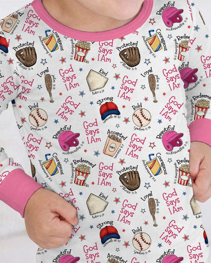 Christian Baseball Bamboo Two Piece Long Sleeve Pajama Set