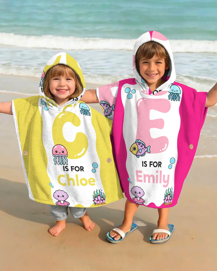Personalised Ocean Theme Oversized Bamboo Swim Poncho