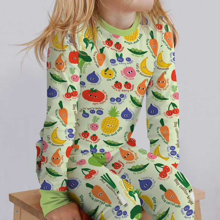 Little Veggie Garden Bamboo Two Piece Long Sleeve Pajama Set