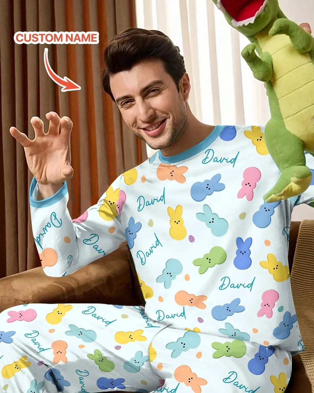 Personalized Easter Bunnies Family Matching Bamboo Men's Pajama Set