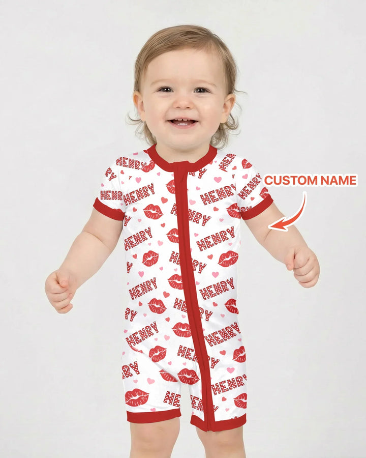 Custom Name Valentine Kiss Bamboo Shorty Zippy