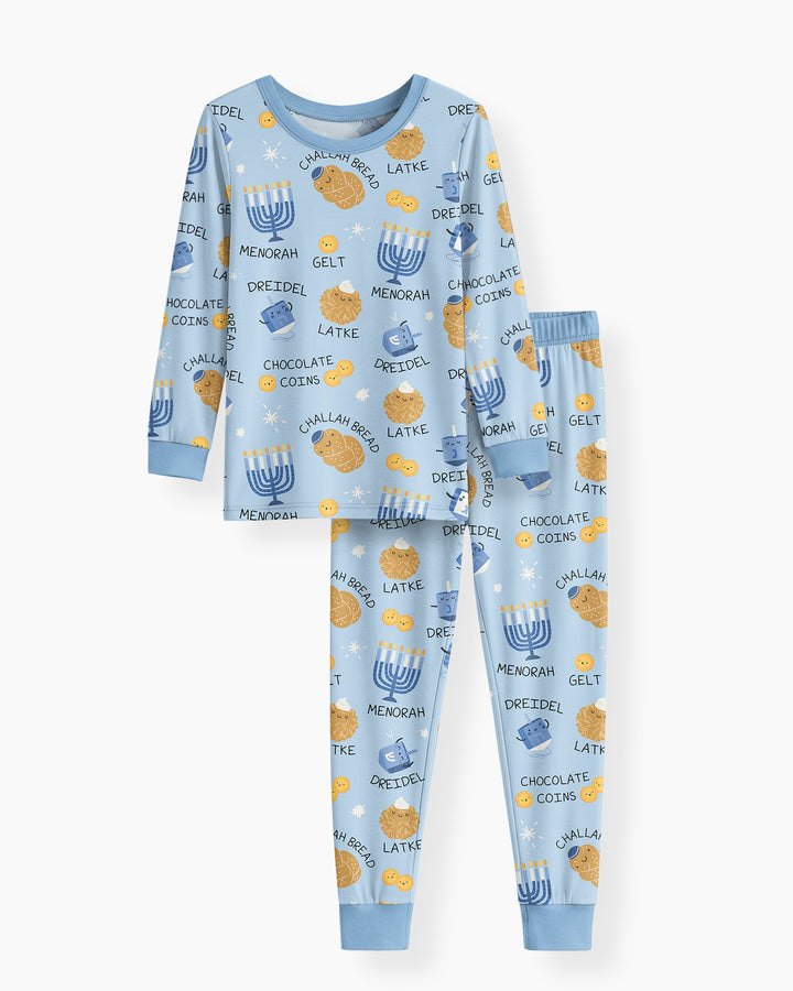 Family Hanukkah Matching Bamboo Two Piece Long Sleeve Pajama Set