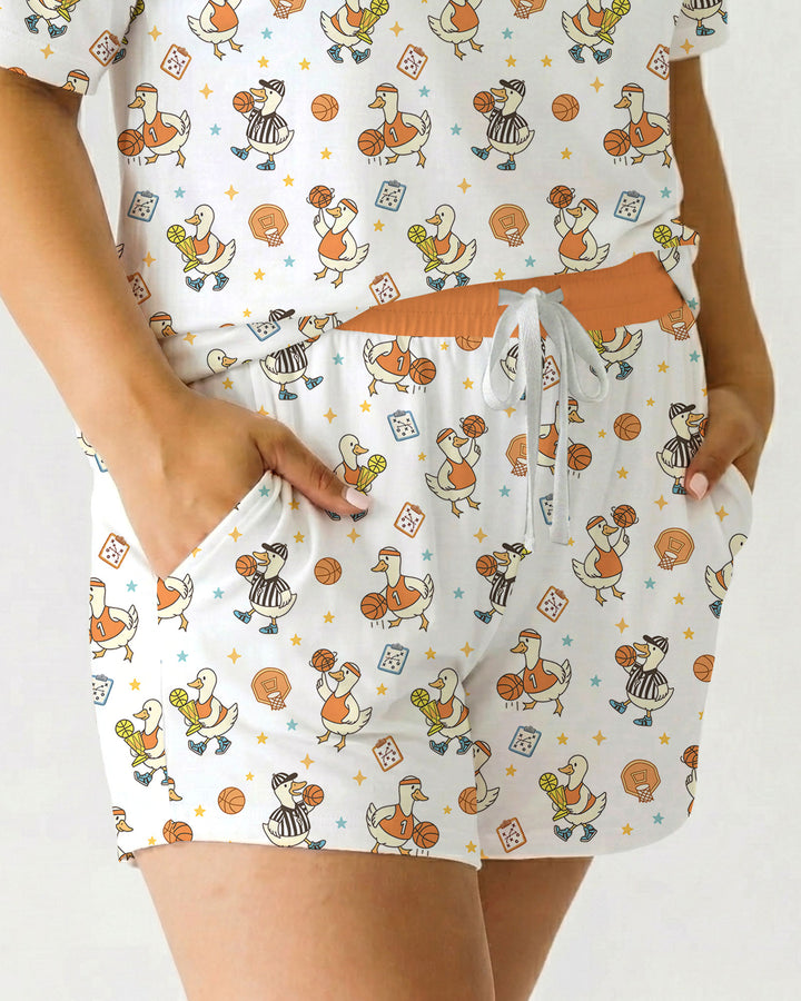Silly Goose Playing Basketball Bamboo Women Short Sleeve Short Pajama Set