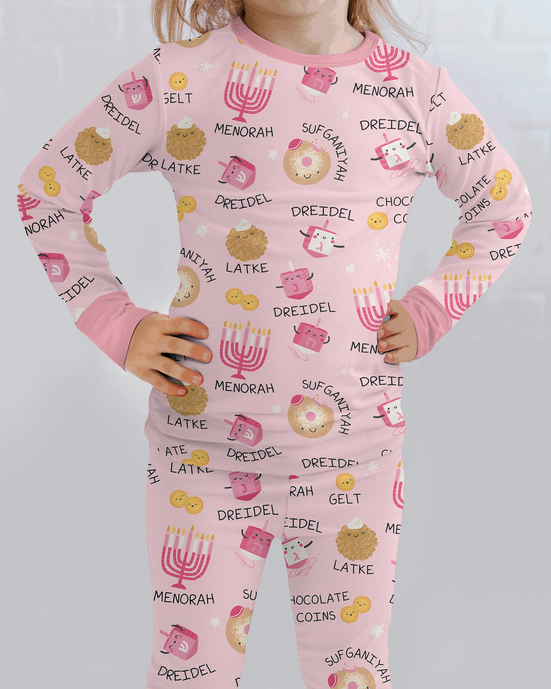 Family Hanukkah Matching Bamboo Two Piece Long Sleeve Pajama Set