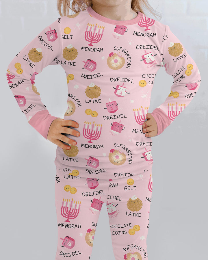 Family Hanukkah Matching Bamboo Two Piece Long Sleeve Pajama Set