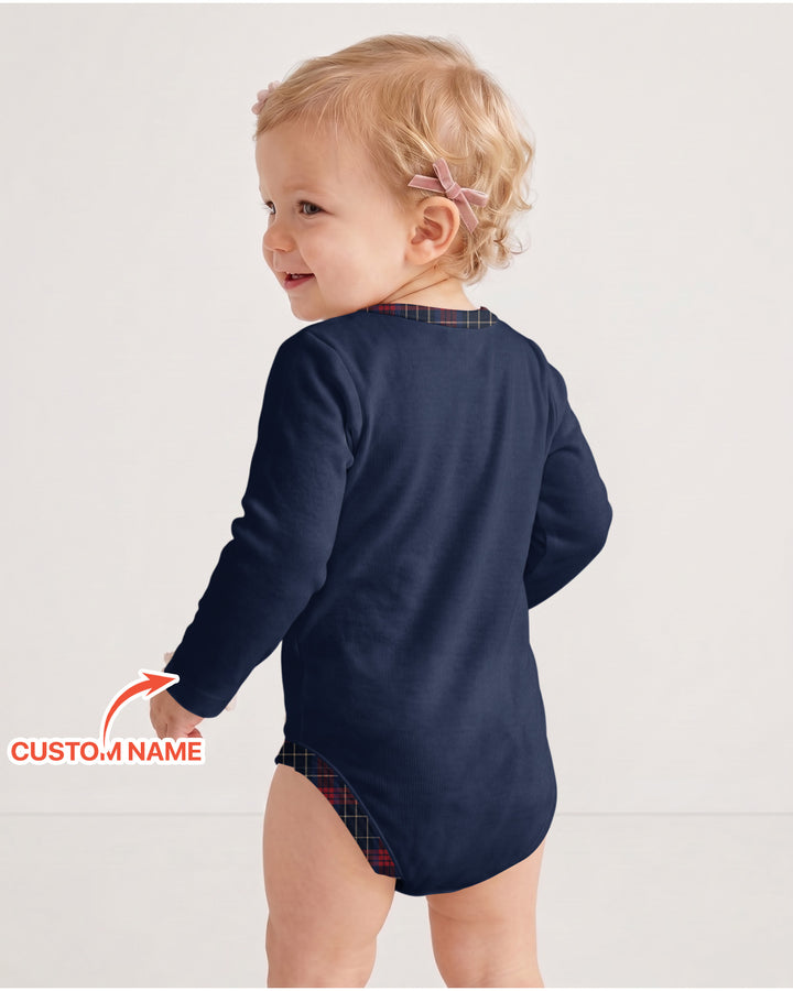 Custom Name North Pole Plaid Bamboo Bodysuit