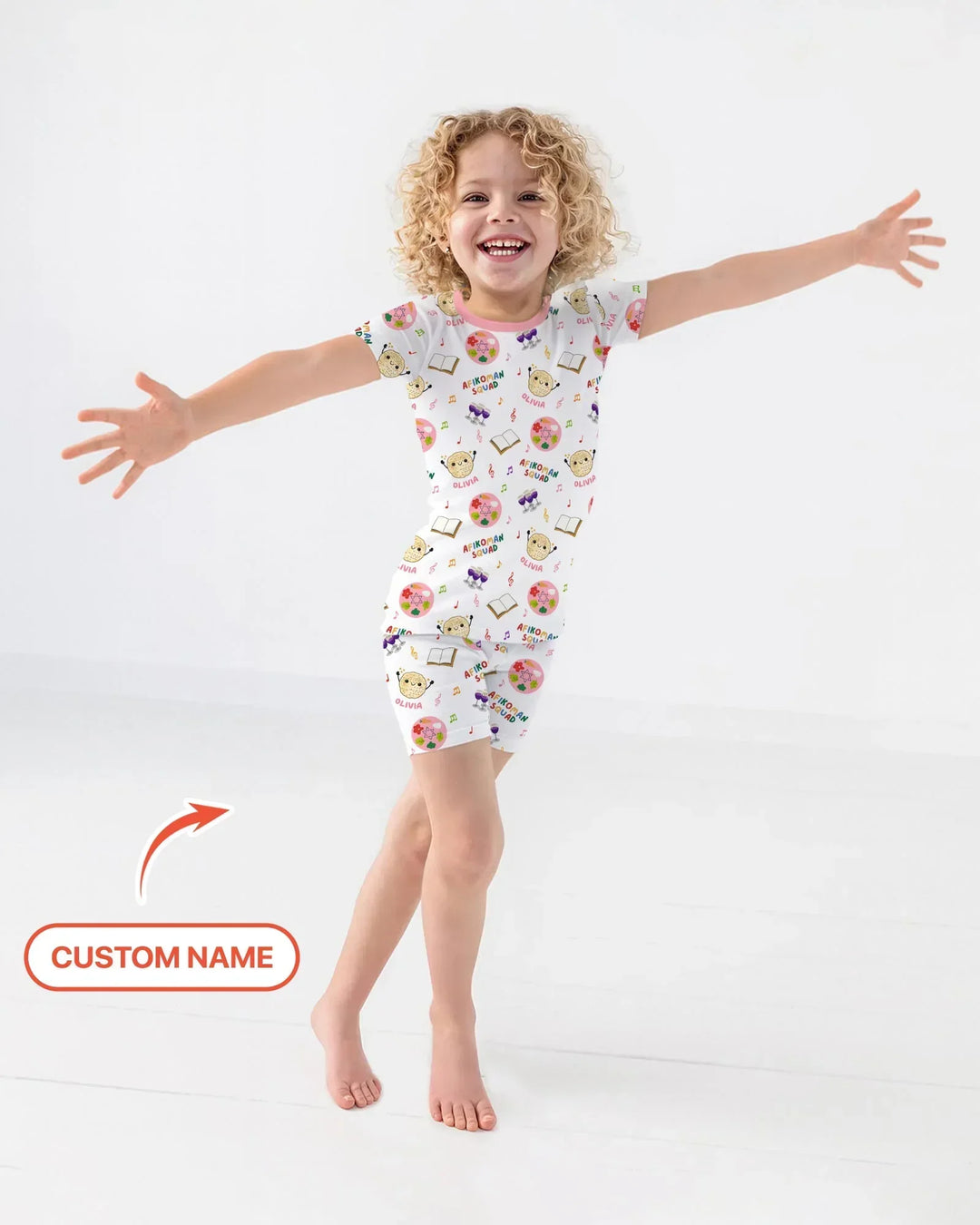 Custom Name Passover Afikoman Squad Bamboo Two Piece Short Sleeve Shorts Pajama Set