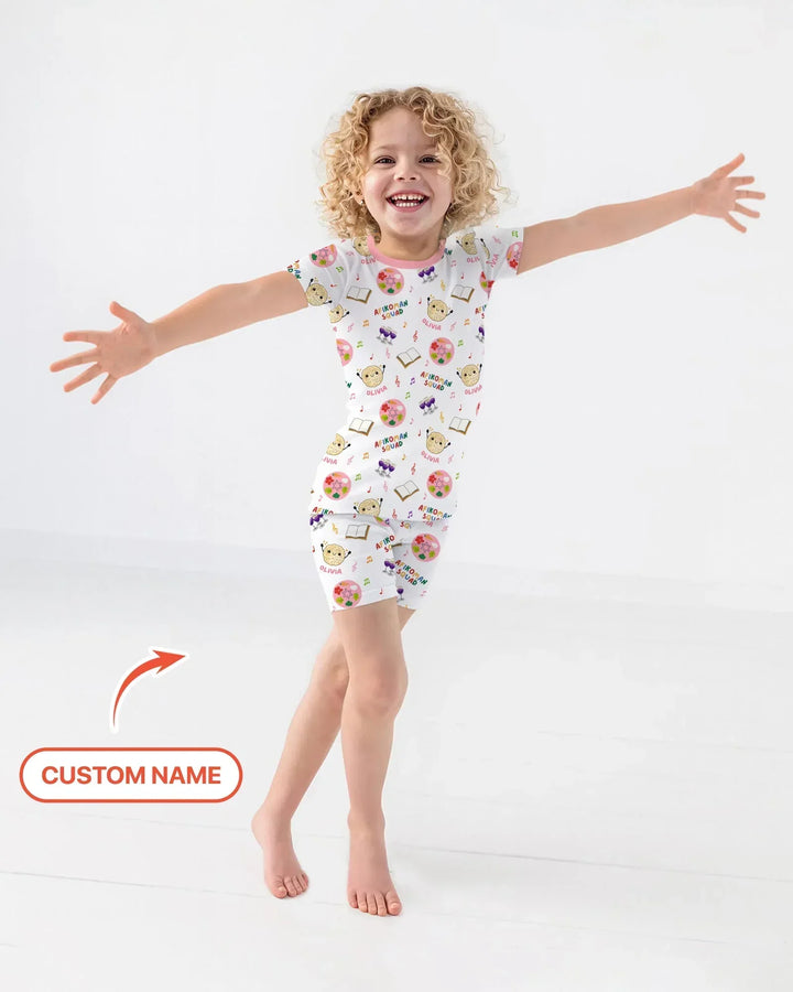 Custom Name Passover Afikoman Squad Bamboo Two Piece Short Sleeve Shorts Pajama Set