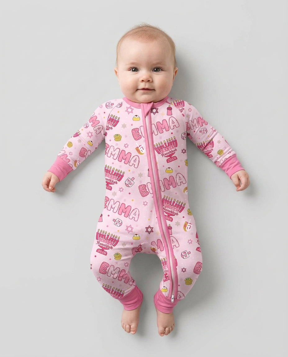 Custom name My First Hanukkah 2026 Bamboo Convertible Zippy