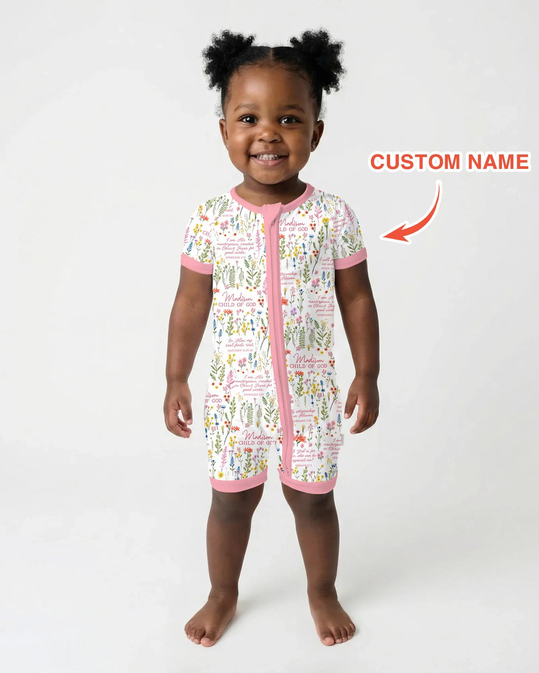 Custom Name Child of God Flower Garden Bamboo Shorty Zippy