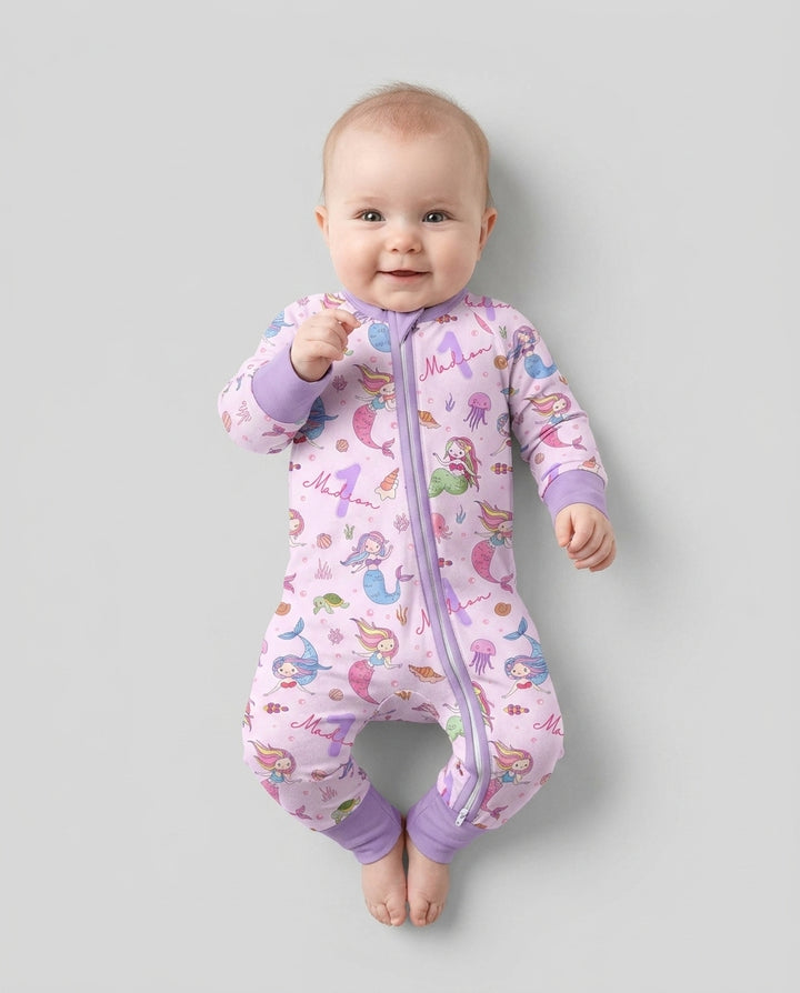 Custom Name Birthday Mermaid Bamboo Convertible Zippy