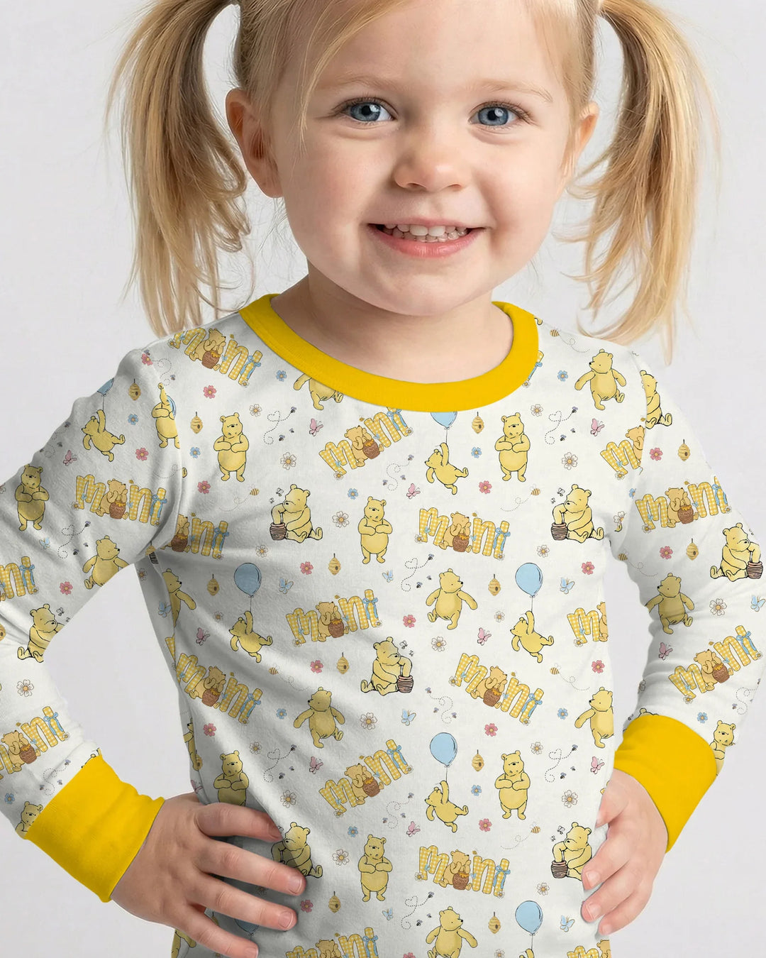 Mama & Mini Honey Bear Bamboo Two Piece Long Sleeve Pajama Set