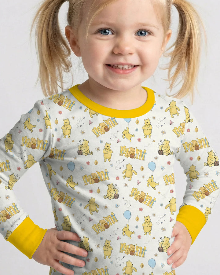 Mama & Mini Honey Bear Bamboo Two Piece Long Sleeve Pajama Set