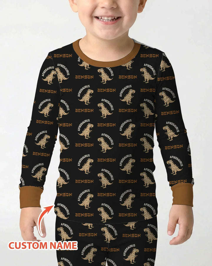 Custom Name Afikosaurus Bamboo Two Piece Long Sleeve Pajama Set