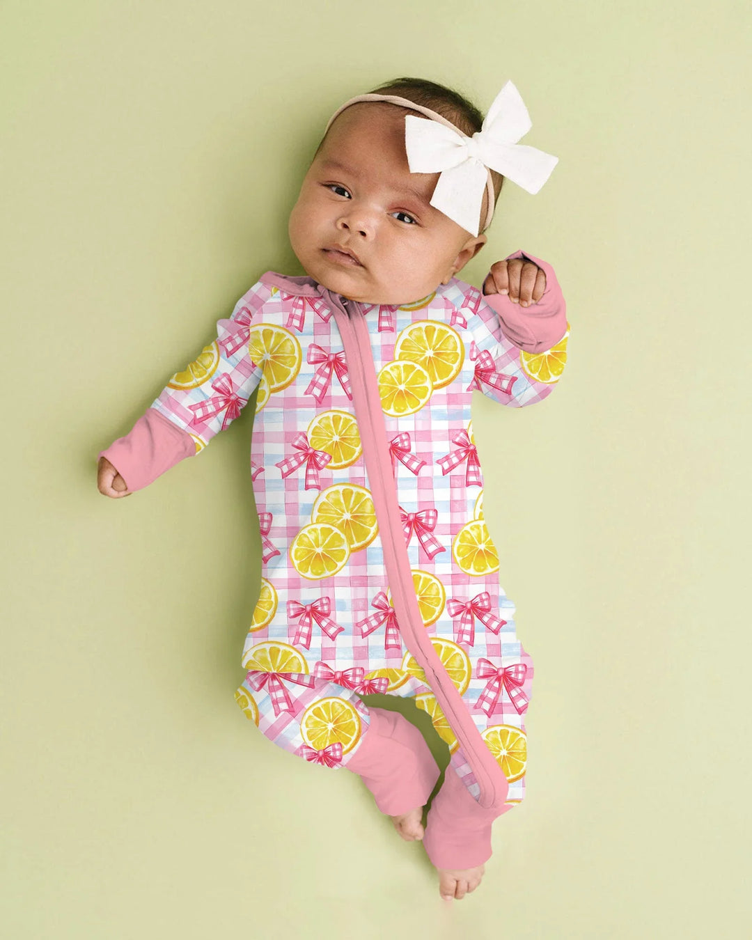 Pink Lemons Bows Checkered Bamboo Convertible Zippy