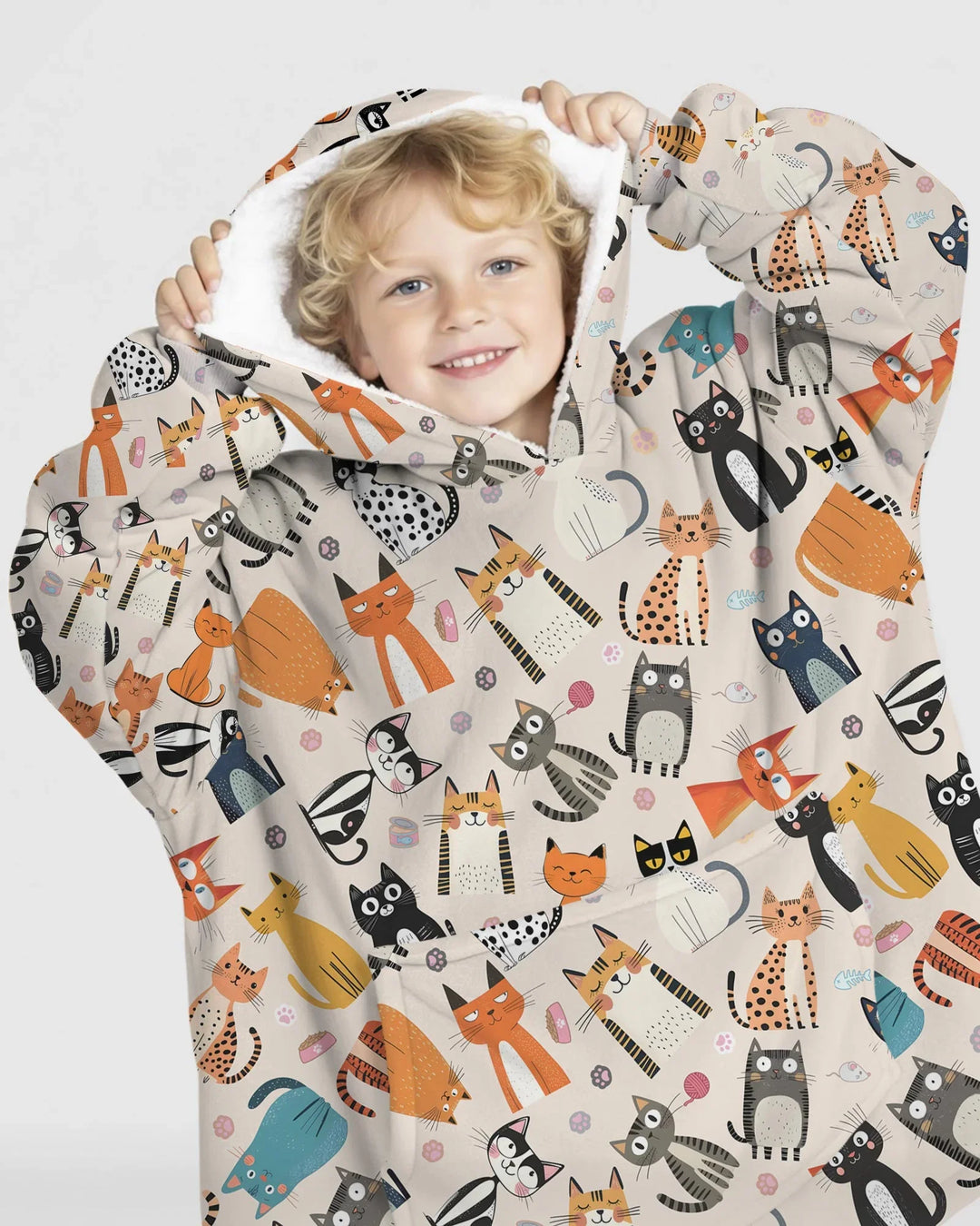 Goofy Mischief Cat Family Matching Custom Bamboo Blanket Hoodie