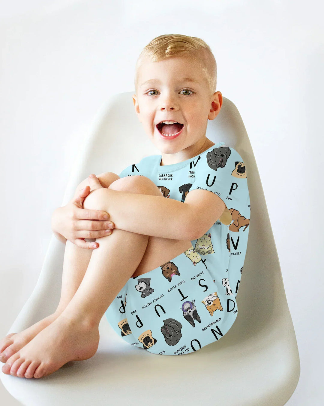 Funny Dogs Alphabet Bamboo Two Piece Short Sleeve Shorts Pajama Set