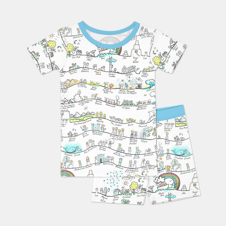 Bible Story Journey Family Matching Bamboo Two Piece Short Sleeve Shorts Pajama Set