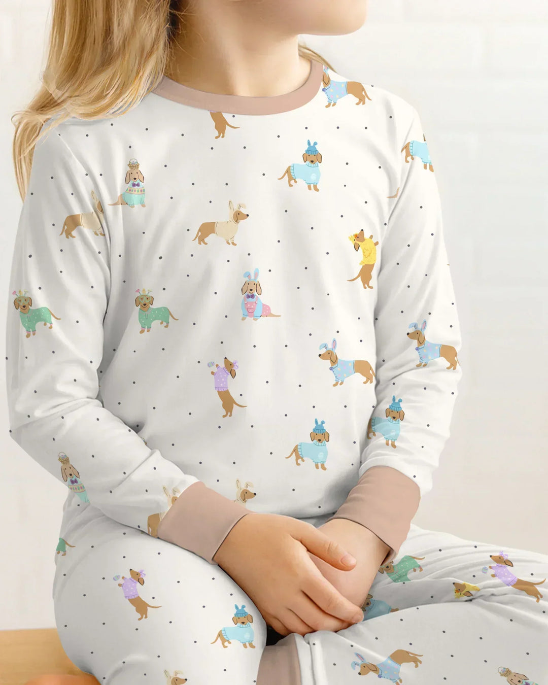 Easter Dachshund Bamboo Two Piece Long Sleeve Pajama Set