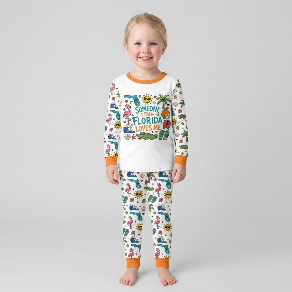 Someone in Florida Loves Me Bamboo Two Piece Long Sleeve Pajama Set - Art
