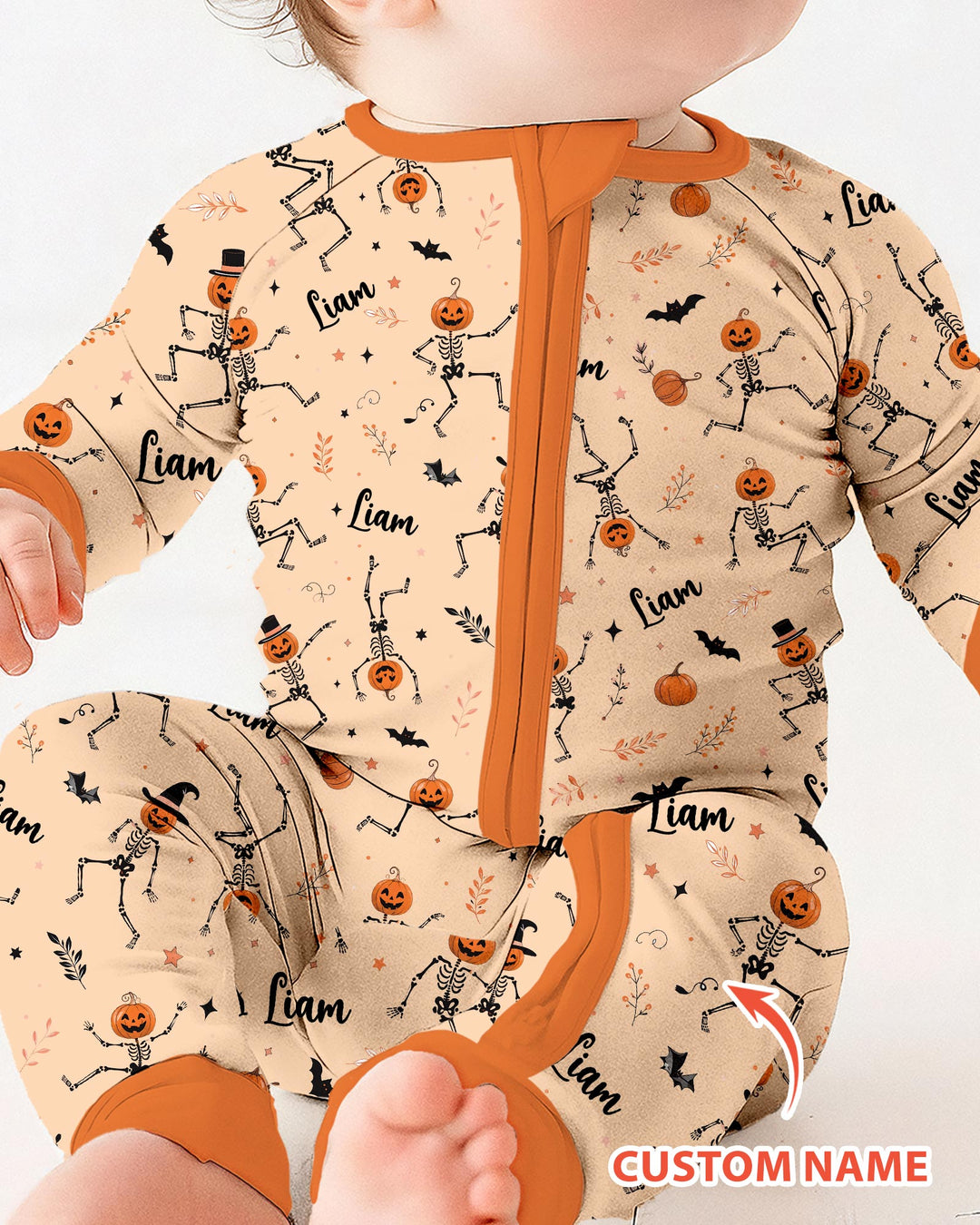 Dancing Pumpkin Skeleton Halloween Bamboo Convertible Zippy